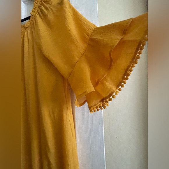 NAIF Dress Mustard Yellow Bell Sleeves - Size Large - Picture 5 of 6